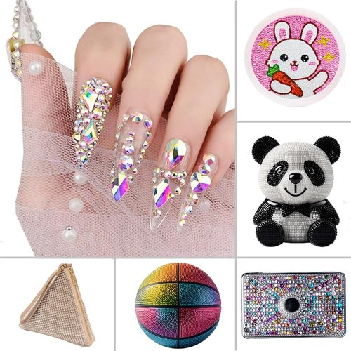 Hotfix Rhinestones Flatback Glass Rhinestone 1440PCS SS20 4.6-4.8MM Round Gems for Nails Art Glitter Crystals Stone DIY Bags Clothes Shoes (Mixed Colors)