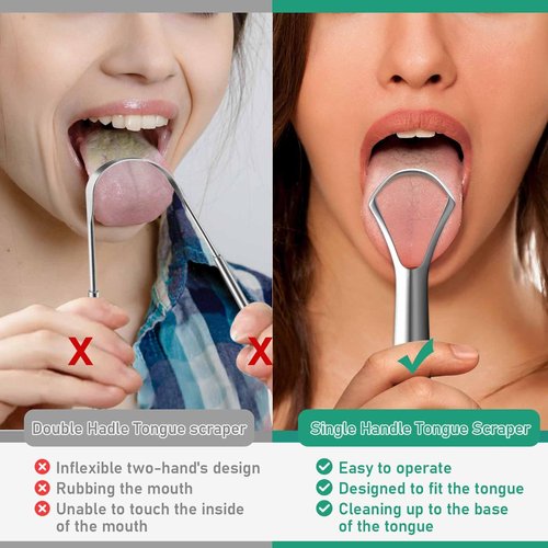 RONAVO Tongue Scraper for Adults (4 PC), Metal Tongue Scraper Rustproof (Travel Cases Included) Reduce Bad Breath, Tounge Scrappers Oral Care, Easy to Use & Wash, 2 Colors