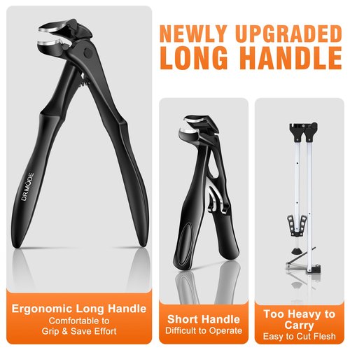 DRMODE Toenail Clippers for Thick Toenails for Seniors, Upgraded Long Handled Angled Head Toe Nail Clippers for Men Thick Nails with Wide Opening, Large Finger Nail Clippers Adult with Catcher