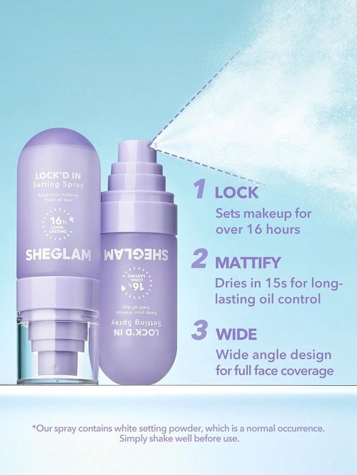 **SHEGLAM Lock'd In Setting Spray - Quick-Drying, Long-Lasting, Oil-Control Formula | Purple**