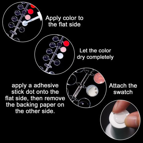 Allstarry Nail Swatches, 600Pcs Nail Polish Swatch Dots Round Nail Color Swatches Clear Transparent Nail Polish Display Nail Sample Swatches for Gel Polish Nail Art Practice Tips Swatch Book