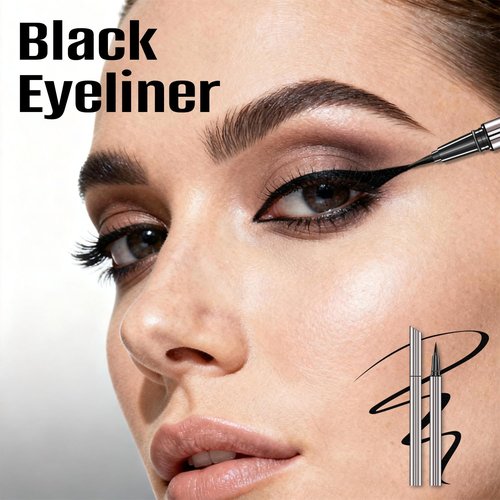 Regine Switzerland Liquid Eyeliner - Waterproof Intense Black, Ultra Fine Tip, Smudge-Proof, 0.6ml
