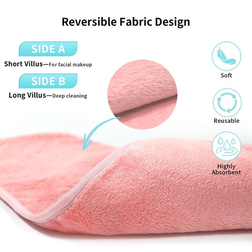 my novel things Makeup Remover Cloth 7-Day Set, 15"x6.5" Reusable Makeup Remover Towels, Makeup Washcloths, Skin Friendly Soft Washable Coral Fleece Microfiber Towel for Face, Eye, Lips Gift for Women