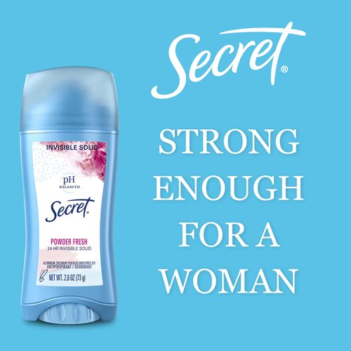 Secret Antiperspirant and Deodorant for Women, 24hr Sweat & Odor Protection, PH Balanced Protection, Gentle on Skin, Invisible Solid, Unscented, 2.6 oz (Pack of 3)