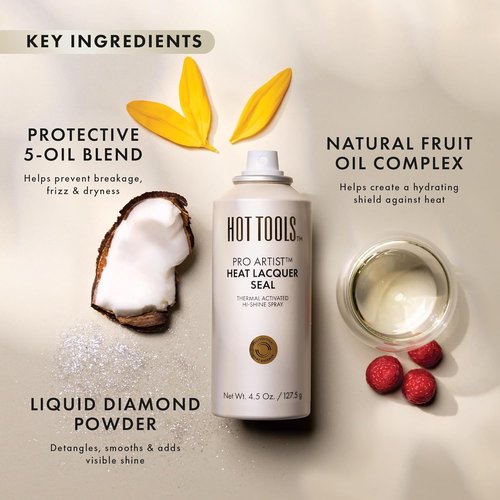 HOT TOOLS Heat Protectant Hi-Shine Spray - Instantly Adds Shine, Reduces Frizz & Protects from Heat Damage