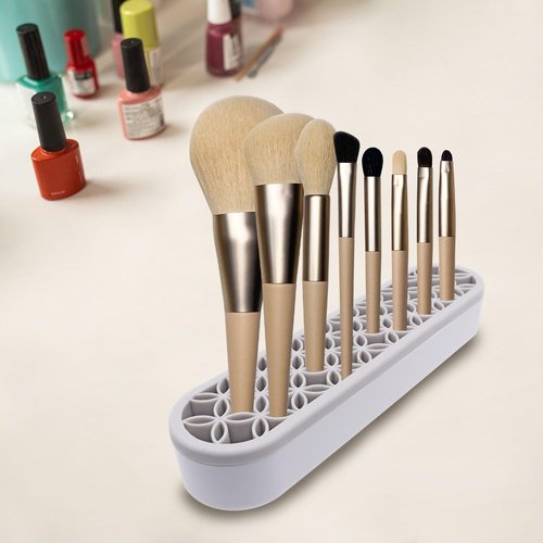 GDFYMI 2Pcs Grey Silicone Makeup Brush Holder Stand Makeup Brush Storage Make Up Brushes Holder Organizer for Painting Pen Brushes Nail Clippers Drill Pens Ruler Sewing Craft Tools