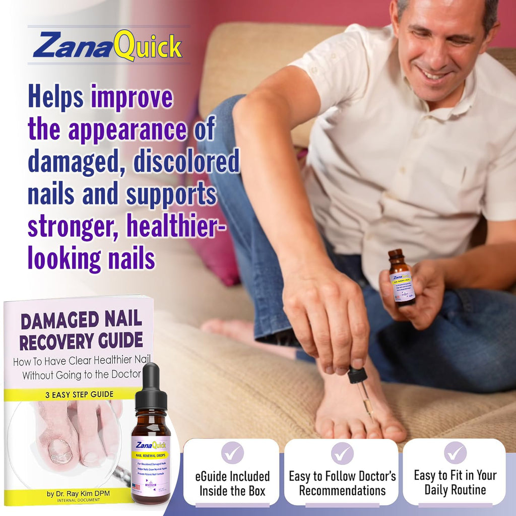 ZanaQuick Extra Strength Toenail & Fingernail Repair Drops - Nail Care Renewal for Thick, Damaged & Discolored Nails - 2 Pack