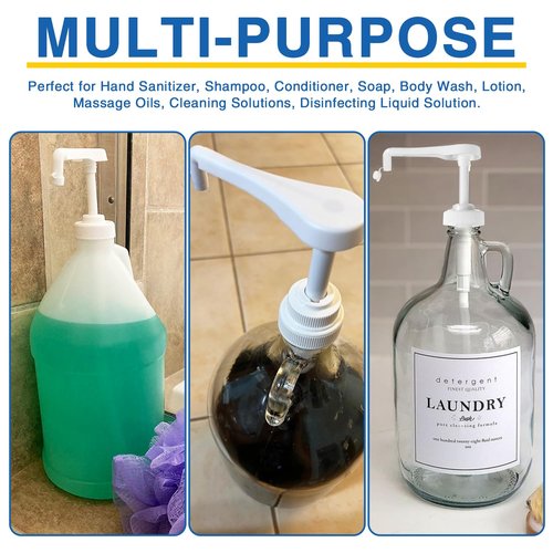 4Pcs Gallon Jug Syrup Pump Dispenser, 38-400 Leak Proof Pump for Gallon Jug - Lotion Shampoo Pump Cap Included, Fits 1 Gallon Bottle 64oz 128oz Shampoo Laundry Detergent Containers
