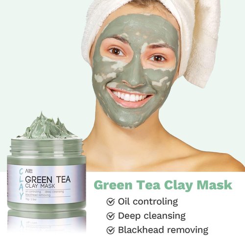 ANAI RUI Face Mask Set - Turmeric Clay, Green Tea & Dead Sea Mud Masks for Oily Skin | Spa Gift Set for Women & Teens, 2.5 oz Each
