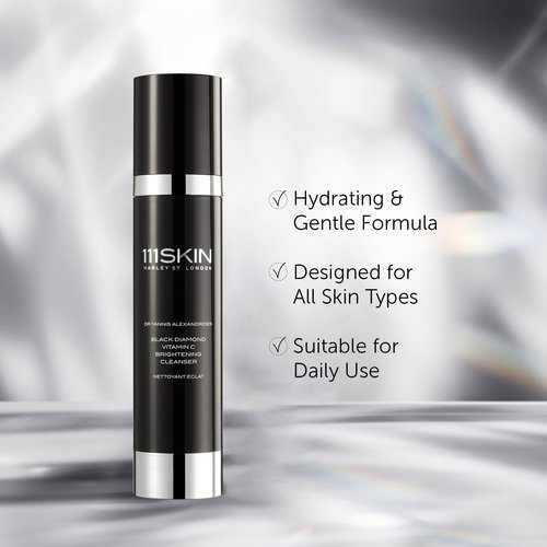 111SKIN Black Diamond Vitamin C Cleanser Face Wash for All Skin Types, Foaming Facial Cleanser with Peptidic Microalgae Complex for Dull Uneven Skin Tone & Dark Spots 3.4 fl oz