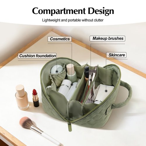 honitty Makeup Bag, Quilted Makeup Bag, Puffy Travel Make up Bags, Cosmetic Organizer Bag, Waterproof Toiletry Bag for Women