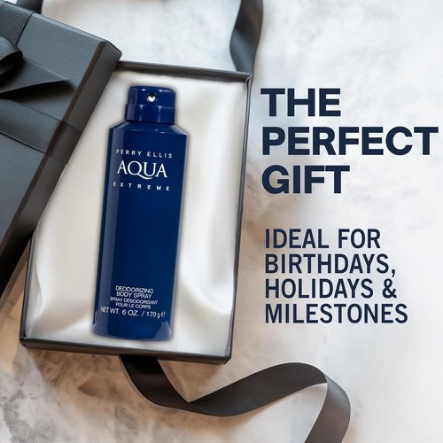 Perry Ellis Aqua Extreme Body Spray for Men - Fresh Wood & Spice Fragrance | 6 oz Cologne Mist