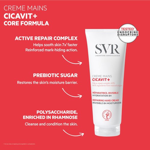 SVR Cicavit+ Hand Cream With Glycerin, Prebiotic & Coconut Oil. 8hr Protection For Extremely Dry Damaged Hands. Fragrance Free Moisturizer That Absorbs Quickly & Brings Immediate Relief. 2.5 Fl.oz.