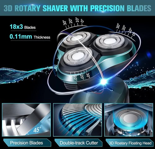 Electric Razor for Men, Electric Shavers for Men's Faces, 3D Rotary for Shaving with Nose Trimmer, Wet/Dry Mens Shaver, Waterproof Mens Razors for Shaving Gifts for Husband, Dad, Boyfriend
