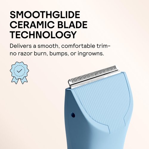 MERIDIAN The Trimmer Original - Body Hair Trimmer for Men, Electric Shaver for Pubic Hair, Chest, Legs & Bikini, Waterproof & Rechargeable, Sky