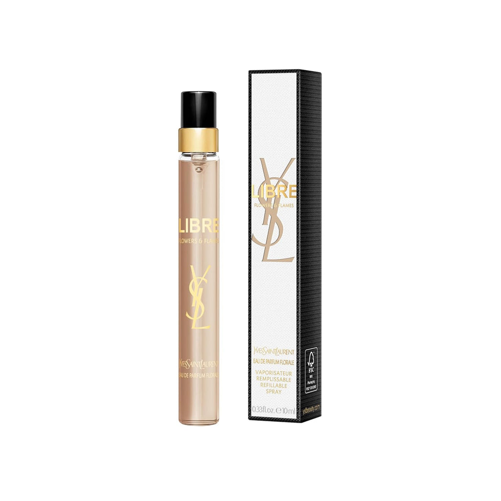 Yves Saint Laurent Libre Flowers & Flames Eau De Parfum - Floral Spray for Women, Travel Size 0.33 Fl Oz