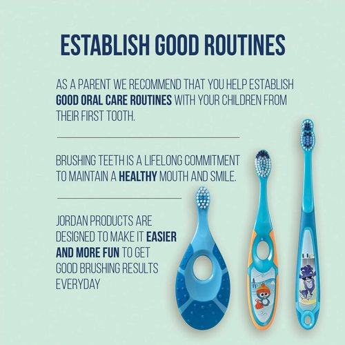 Jordan* ® | Step 1 Baby Toothbrush | 0-2 Years, Soft Bristles, BPA Free | Pink & Purple | 4 Pack