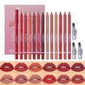 Miss Demi 12-Color Sculpting Matte Velvet Lip Liner Set - Creamy Pigmented Soft Pencils for Women