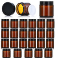 Zentriqlla 24 Pack 4oz Amber Glass Jars with Black Lids, Round Empty Cosmetic Jars with Inner Liners, Reusable Glass Travel Containers for Homemade Creams, Candle, Skincare, Lotion