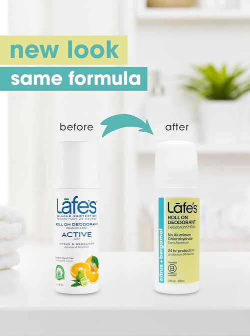 Lafe's Natural Deodorant - Aluminum-Free Citrus & Bergamot Roll-On | 3oz | 2 Pack