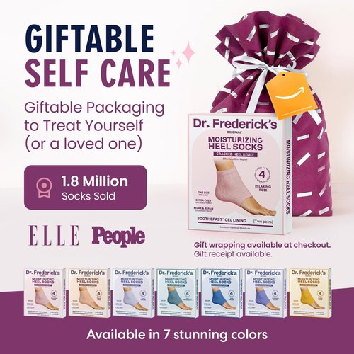 Dr. Frederick's Original Moisturizing Fuzzy Heel Socks for Dry Cracked Heels Treatment - Infused with Olive Oil, Jojoba Oil and Vitamin E - 2 Pairs - Stocking Stuffers for Adults - Relaxing Rose