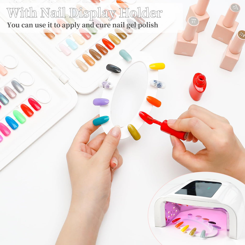 YINGJEE Nail Color Display Book Nail Swatch, 120 Colors Nail Polish Sample Display Book with Transparent Replacement Nails, Professional Nail Gel Color Card Book, No Need Pasting, No Need Glue