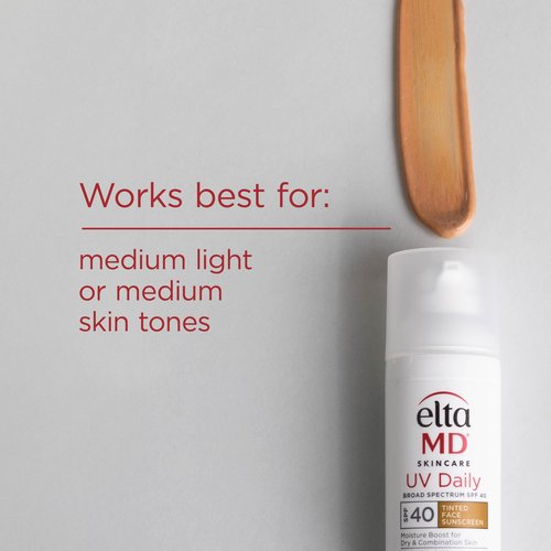 EltaMD UV Daily SPF 40 Tinted Face Sunscreen Moisturizer, Tinted Moisturizer for Face with SPF, Great for Dry, Combination, and Normal Skin, 0.5 oz