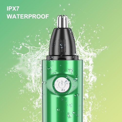 Aiefeya Nose & Facial Hair Trimmer - Painless Eyebrow & Nose Trimmer for Men & Women, IPX7 Waterproof, USB Rechargeable, Easy Cleaning, All-in-One (Green)