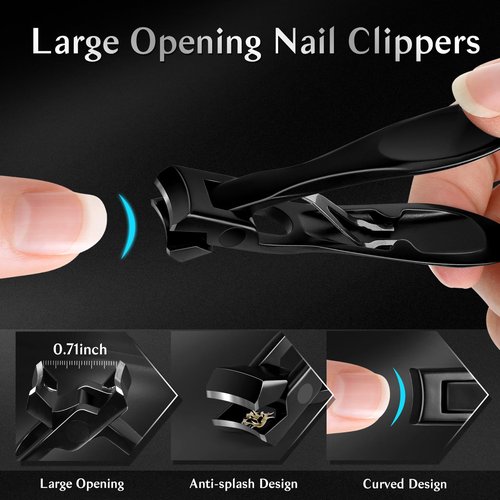 LEYOUFU Toenail Clippers for Seniors Thick Nails, Professional Ingrown Toe Nail Clippers Tools, Wide Jaw Opening Finger Nail Cutter 5-in-1 Heavy Duty Nail Clipper Kit Gifts for Men & Women Adult