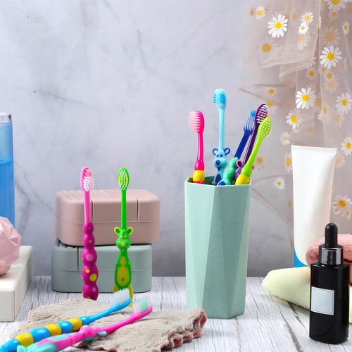 Lauwell Toddler Toothbrush Pack - 24 Pieces, Soft Bristle Animal Toothbrushes with Covers, Suction Cup, Sensitive Teeth