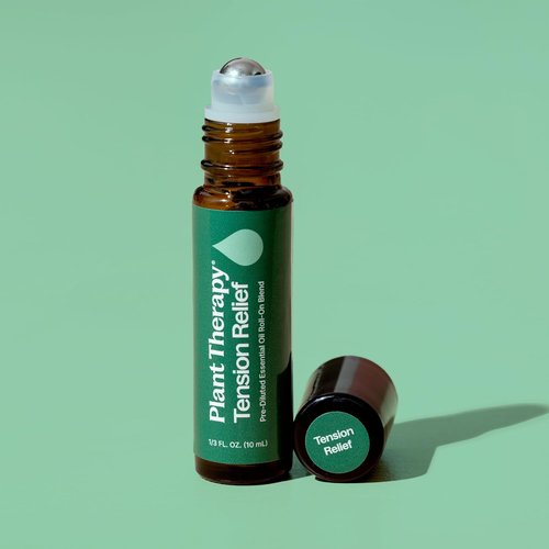 Plant Therapy Tension Relief Essential Oil Roll-On - Pre-Diluted 10 mL | Pure Fractionated Coconut Oil Blend