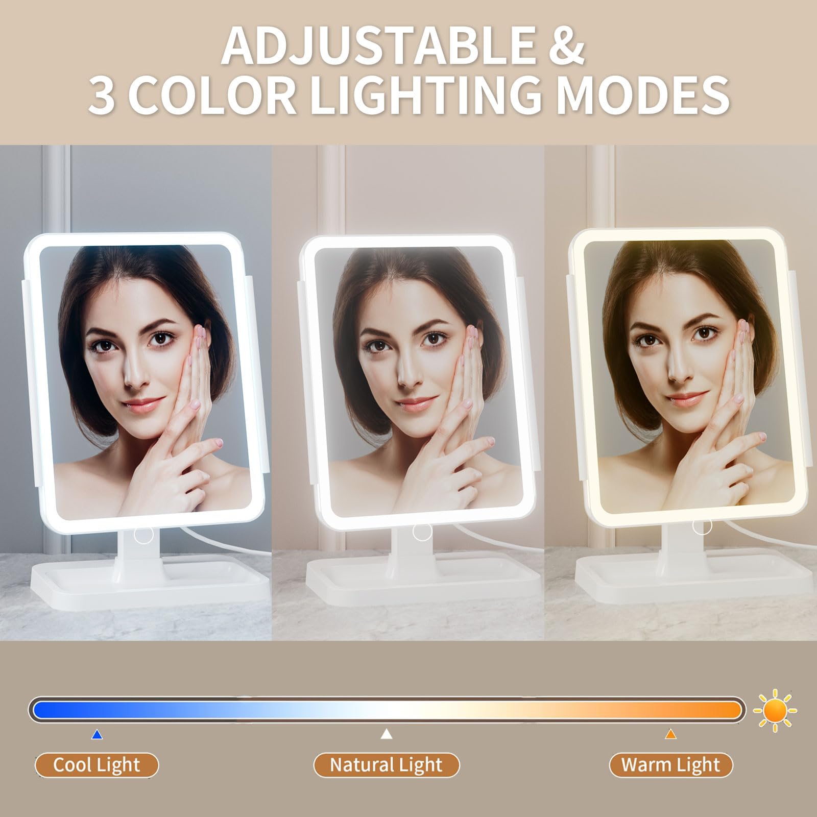 YGGPOQO Lighted Makeup Mirror with 75 LEDs, Rechargeable Vanity Mirror with 1X/2X/3X/10X Magnification, 3 Color Modes & Touch Dimming, Portable Folding Mirror for Travel Desk, Gifts for Women & Girls