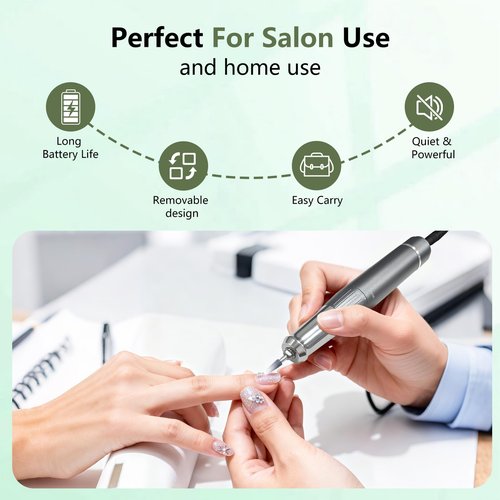 BETE Professional Nail Drill, 40000 RPM Cordless Electric Nail File Kit with 6 Bits, Rechargeable Efile for Acrylic Gel Nails Polishing, Manicure Tools for Salon Home Use, Black