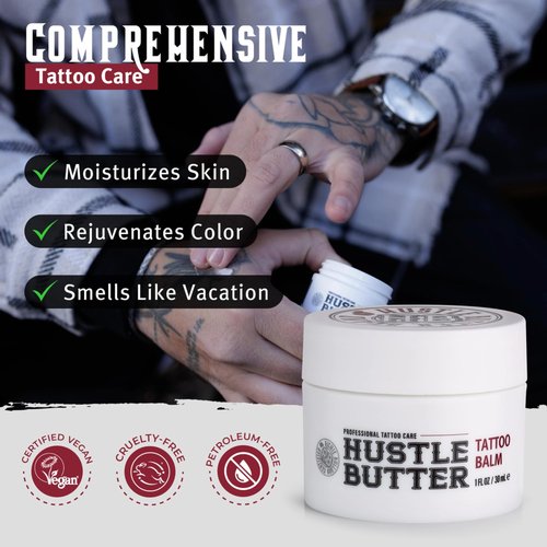Hustle Butter Tattoo Aftercare Kit - Tattoo Balm, Antibacterial Soap, and Aftercare Wrap - TSA-Friendly Balm & Soap - Easy Removal, Mess-Free Wrap