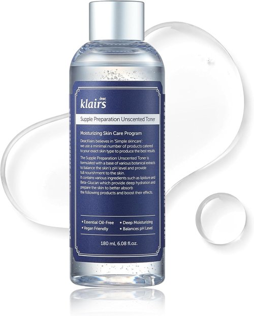Dear Klairs Unscented Toner - Soothing Formula for Sensitive Skin with Hyaluronic Acid | 6.08 fl oz