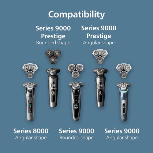Philips Norelco Genuine SH91/52 Replacement Shaving Heads Compatible with Norelco Shaver Series S9000 and 9000 Prestige, Latest Version for Refreshed SH90/70, SH98/70, and SH98/80