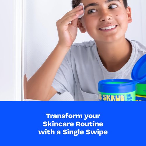 JB SKRUB Face Pads and Face Wash for Sensitive Skin - Acne Cleanser and Acne Pads with Aloe and Chia for Teen Boys, Tweens, and Kids - Grease-Free Freshness