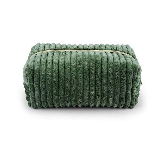 Kornnapa Cosmetic Bag for Purse, Corduroy Makeup Bag for Women Toiletry Bag Small Travel Make up Bag Cute Makeup Bags Skincare Bag Make up Pouch Organizer, Green