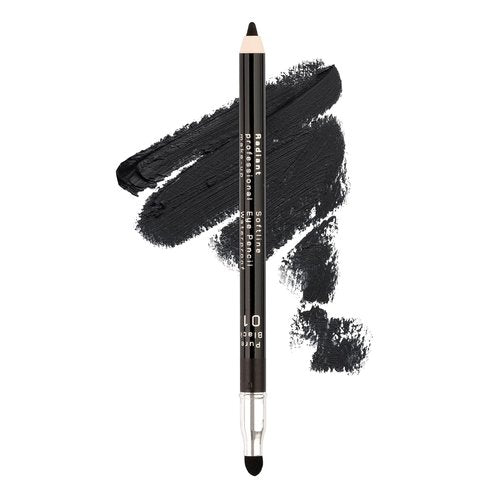 Radiant Professional Black Waterproof Eyeliner Pencil - Long-Lasting Smudge-Proof Formula | Soft Waterline Liner with Smudger Tool - Black (01)