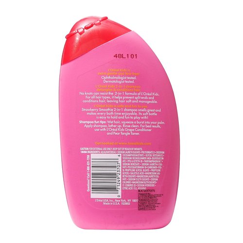 L'Oreal Kids 2-in-1 Shampoo - Extra Gentle Strawberry Smoothie, 9 Fl Oz | Perfect for Sensitive Scalps