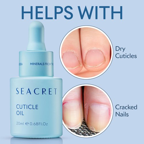 SEACRET Cuticle Oil with Precision Dropper Applicator - Fast-Absorbing Oil for Dry, Cracked Nails, Non-Greasy Nail Care Treatment with Dead Sea Minerals, Calendula, Rosehip & Vitamin E, 0.68 fl oz