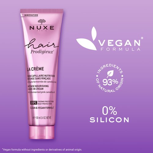 Nuxe Hair Prodigieux Intense Nourishing Leave-in Cream. Repairs & Protects Hair From Heat, For Soft, Shiny and Healthy Looking Hair. With Argan and Jojoba Oil, 3.4 Fl Oz