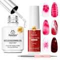 Beetles Blooming Gel Nail Polish Kit - Hema Free Clear Blooming Gel with Red Nail Polish & Nail Art Brush, Soak Off UV/LED for Flower Marble Watercolor Nail Designs DIY Gift Set