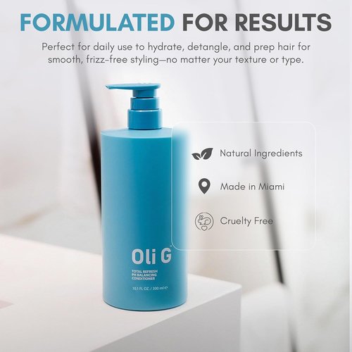 Oli G Total Refresh Hair Conditioner - Lightweight pH Balancing Formula with Marula Oil & Shea Butter - 10 fl oz