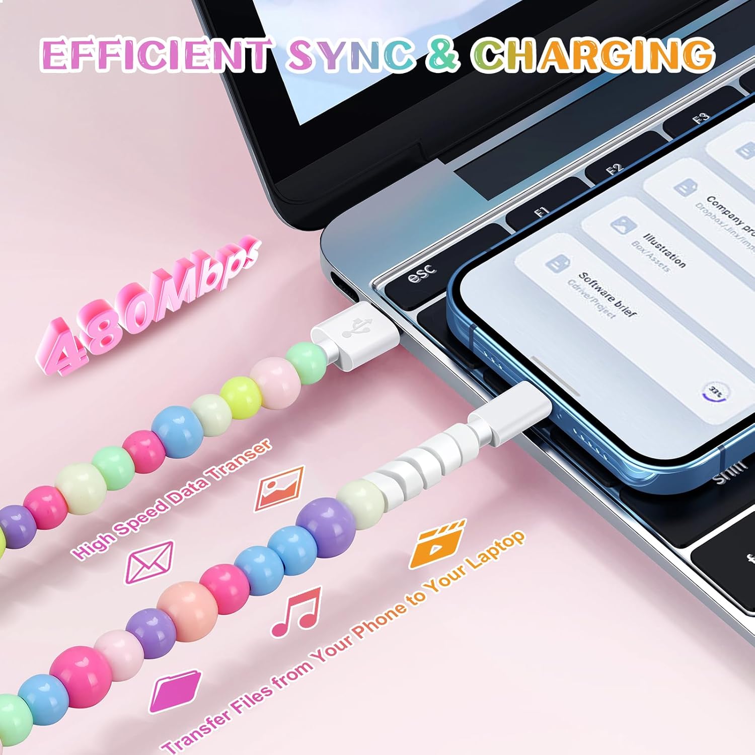 Aolcev USB C Cable - 66W Fast Charging Cord | 3.3FT Beaded Design for iPhone 17/16 Pro Max & Galaxy S26/S25/S24
