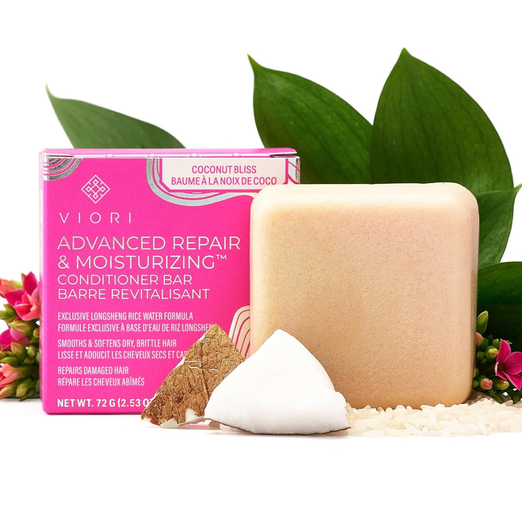 Viori Coconut Bliss Conditioner Bar - Advanced Repair & Moisturizing - All-Natural with Rice Water & Vitamins