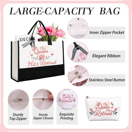 Crenics Retirement Gift for Women, Happy Retirement Gifts for Coworker, Friends, Boss, Teachers, Nurses, Mom, Grandma Retirees, Best Retired Gifts with Tote Bag Set