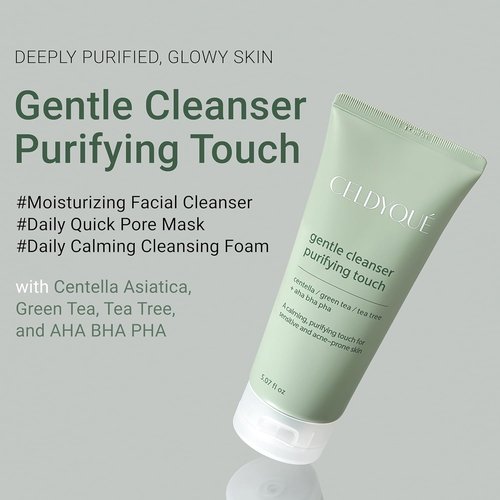 CELDYQUE Gentle Cleanser - Purifying AHA BHA PHA Exfoliating Face Wash for Sensitive Skin | 5.07 fl oz