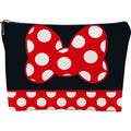 AMHGLW Makeup Bag For Woman,Makeup Bag Organizer,Cosmetic Pouch-Multifunctional Toiletry Bag-Red & White Speckle Bow Cartoon Print Canvas Zipper Cosmetic Bag-Gift For Family & Friends-A19