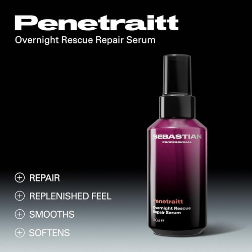 Sebastian Professional Penetraitt Overnight Rescue Repair Serum - Moisturizing Leave-In Treatment with Hyaluronic Acid & Niacinamide | 3.3 fl oz